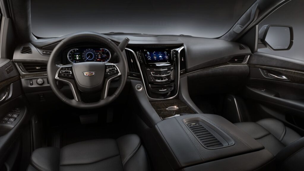 2020 Cadillac Escalade Jet Black leather interior with Jet Black HJU